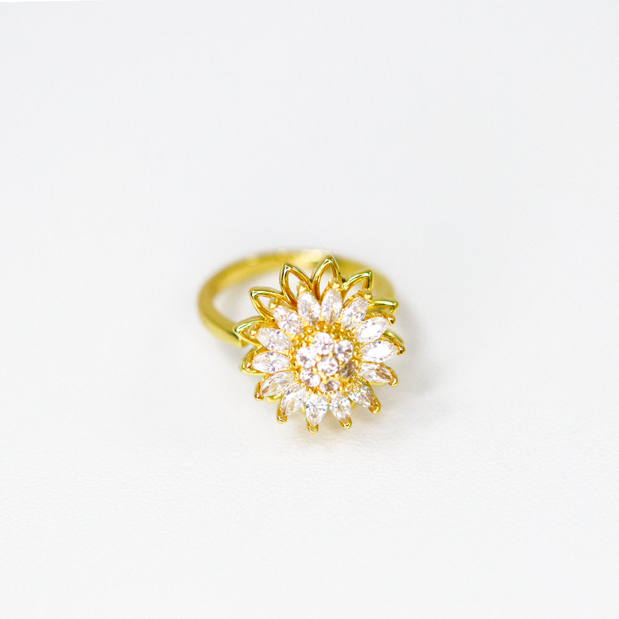 Anillo de Girasol Giratorio - Acero Inoxidable