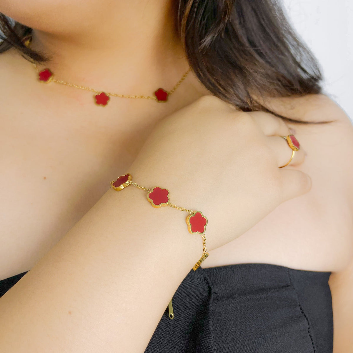 Set Trebol - Rojo - Acero Inoxidable